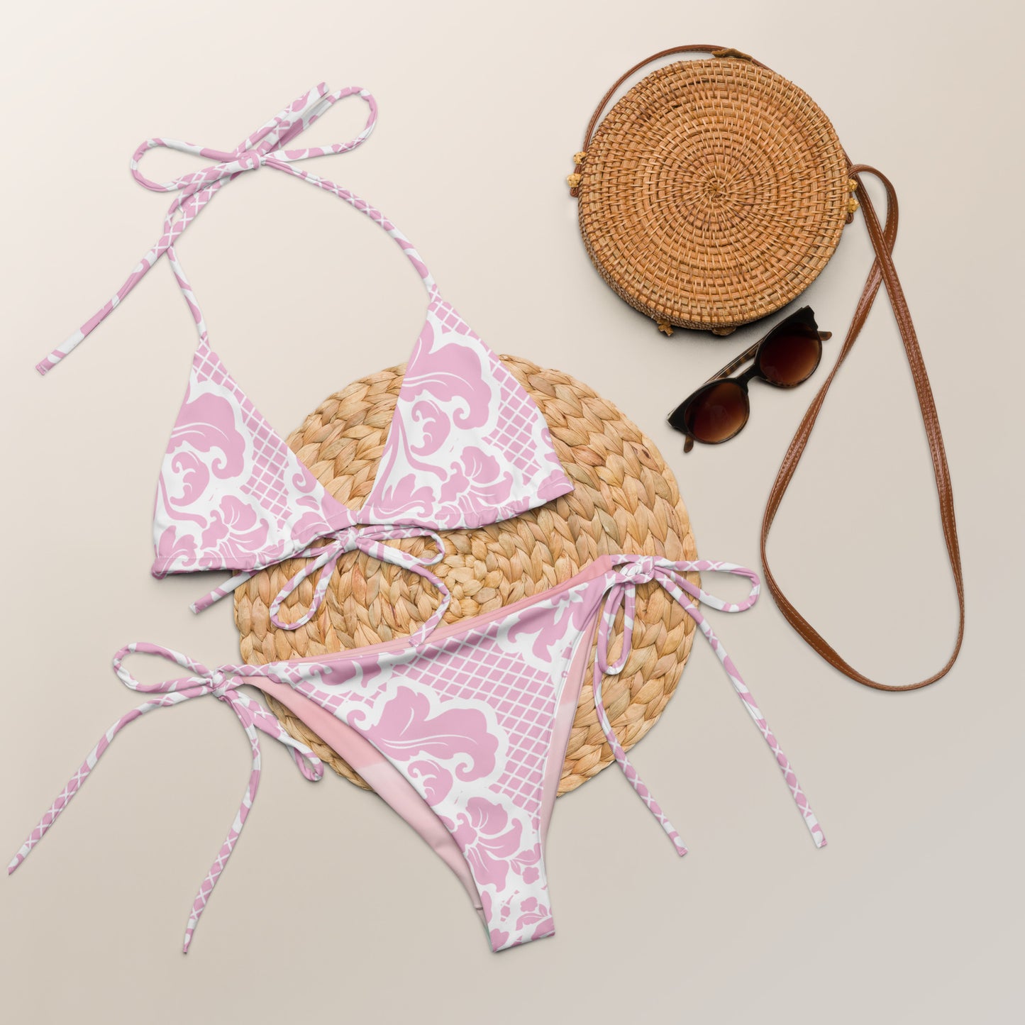 All-over print recycled string bikini