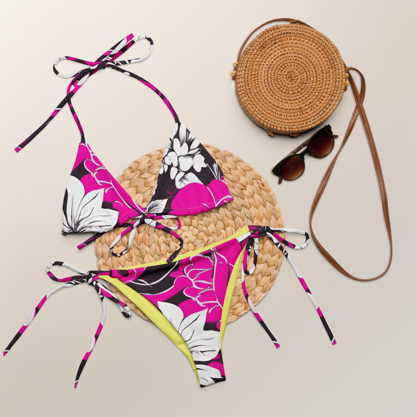 All-over print recycled string bikini