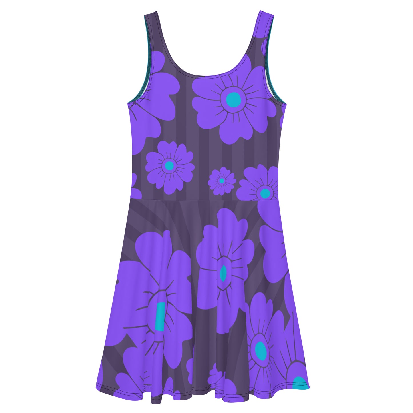 Skater Dress Grey Purple Flowers