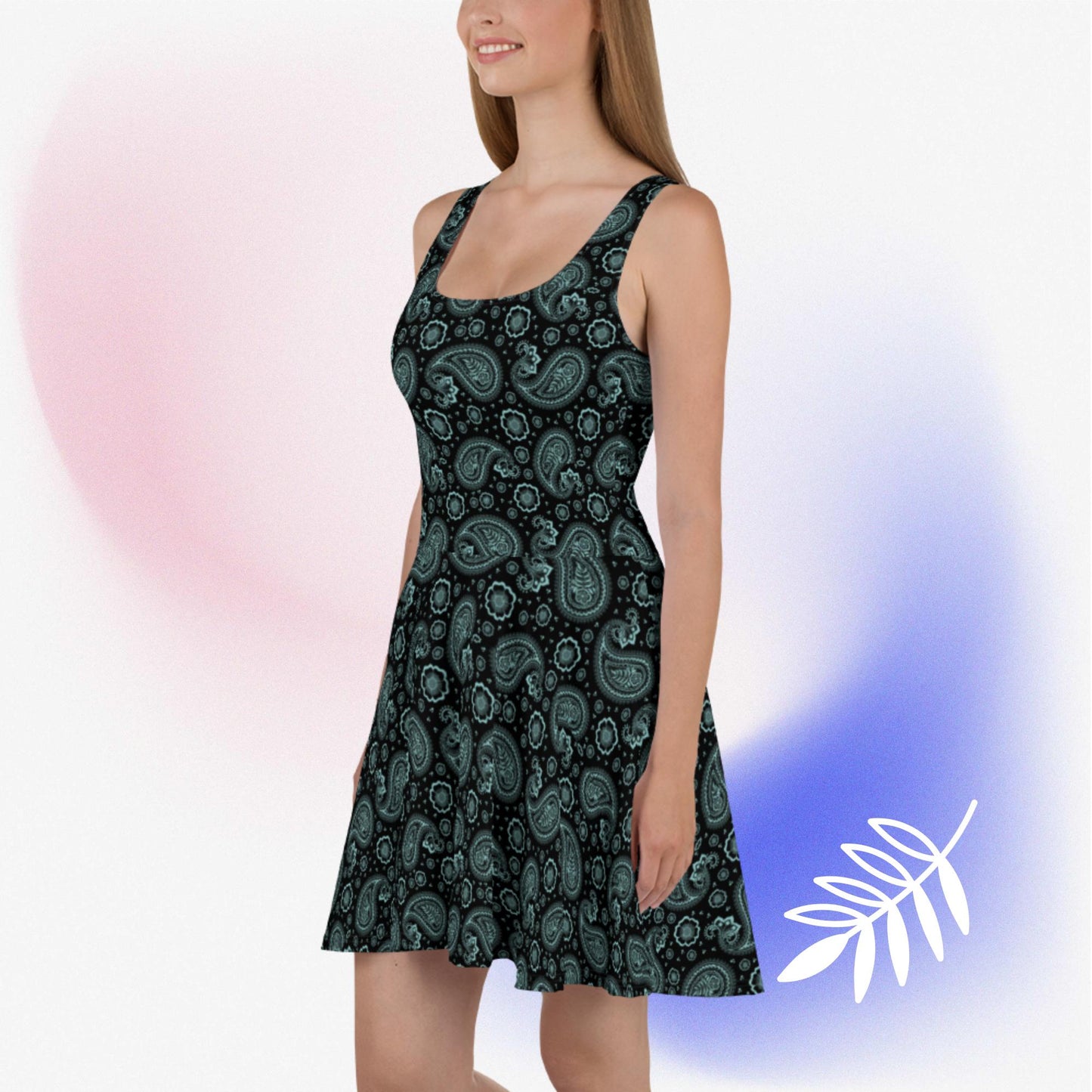 Skater Dress Blue and Green Paisley