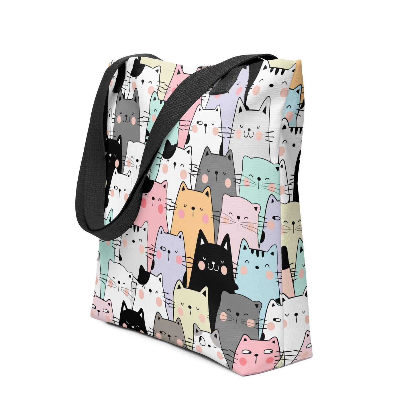 Tote bag Unisex Adult Accessories MINT GREEN PINK PURPLE GREY CATS PATTERN