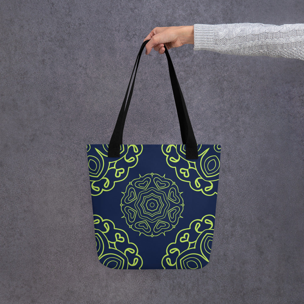 Tote bag Blue and Lime Green Design Adult Accessories Unisex