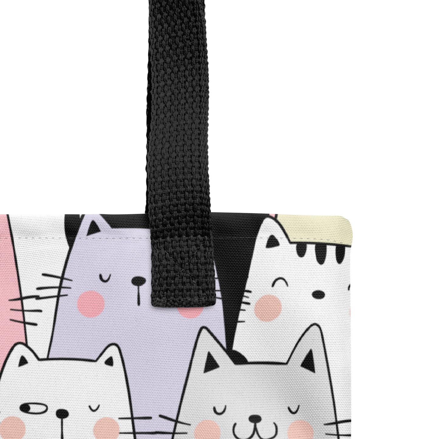 Tote bag Unisex Adult Accessories MINT GREEN PINK PURPLE GREY CATS PATTERN