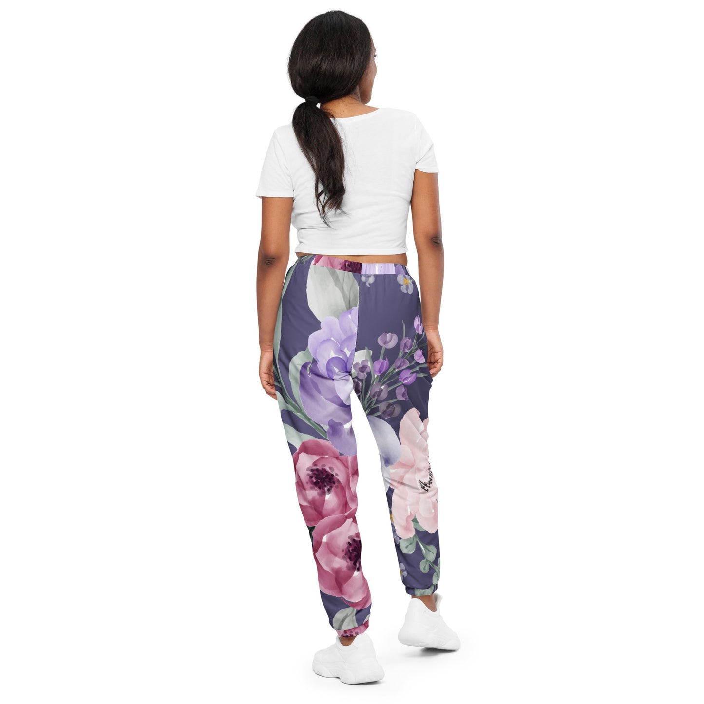 Unisex track pants Purple blue yellow flower pattern Adult Unisex Activewear