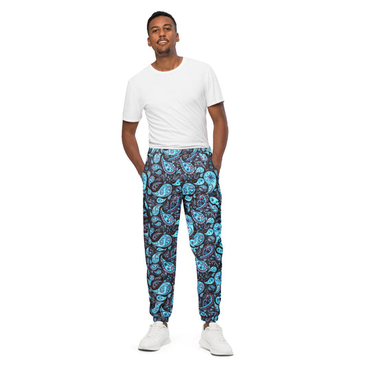 Unisex track pants Adult Activewear Teal-Blue Light Blue Paisley Design Pattern