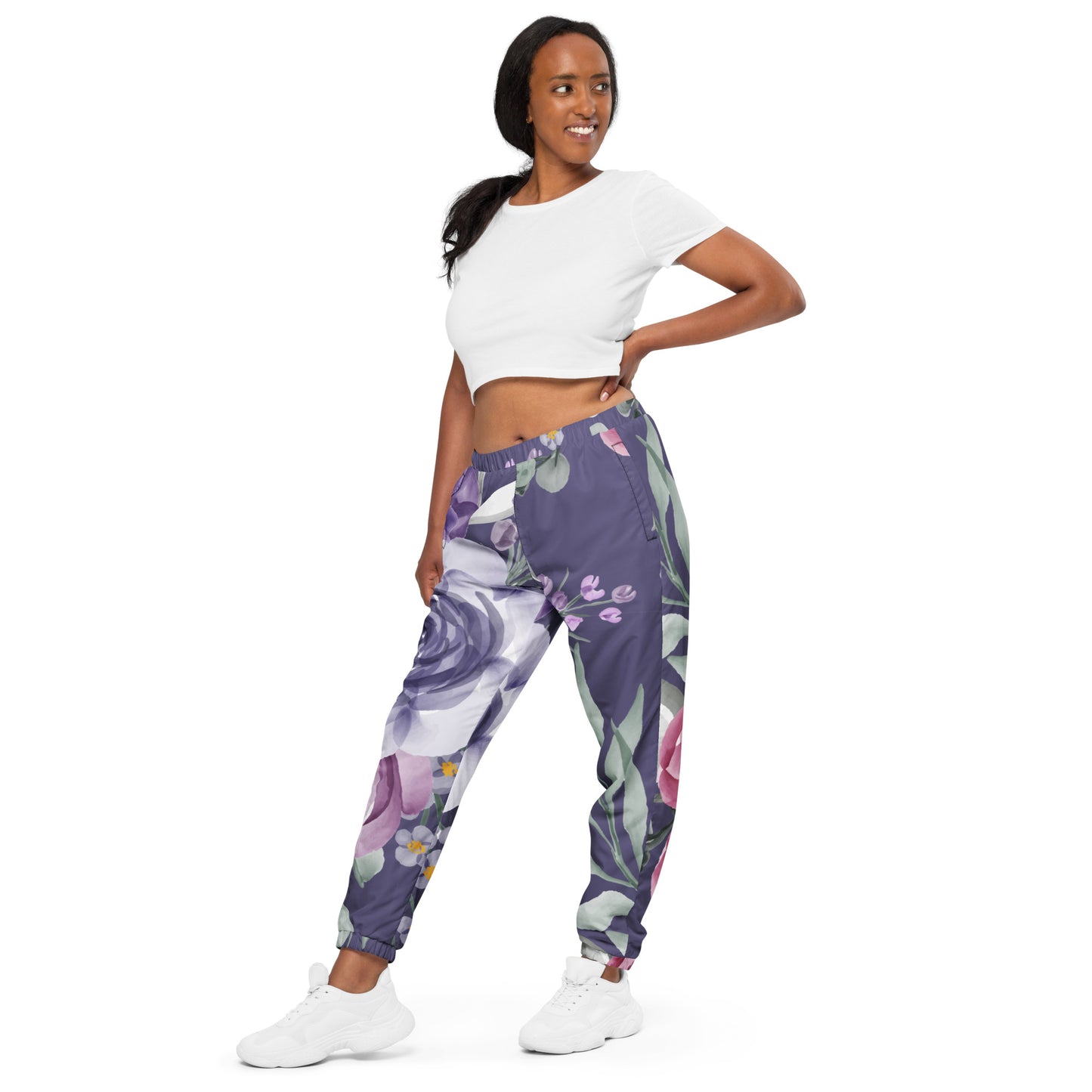 Unisex track pants Purple blue yellow flower pattern Adult Unisex Activewear