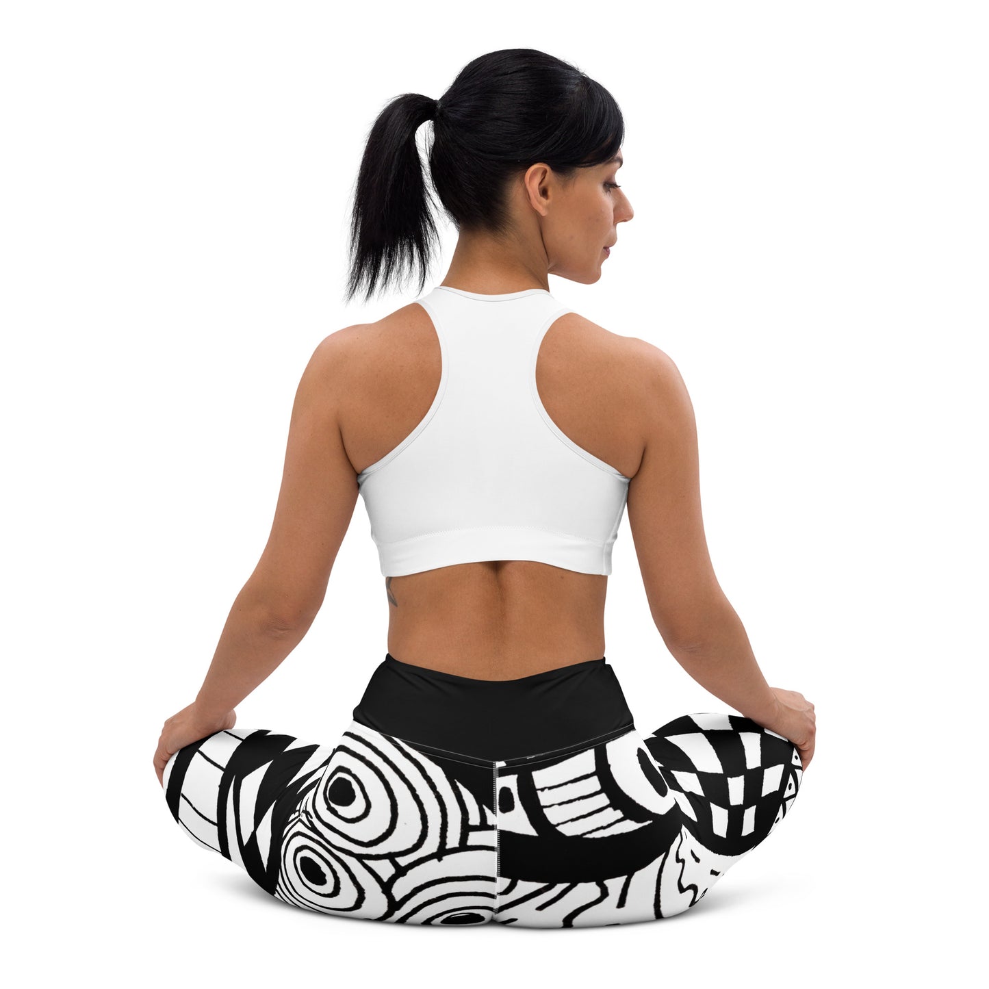 Yoga Leggings black and white design Adult Activewear Unisex