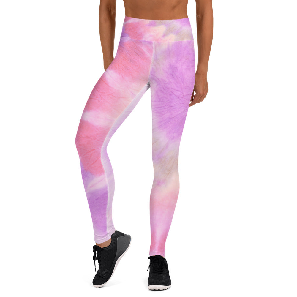 Yoga Leggings pink tie dye unisex Adult Activewear