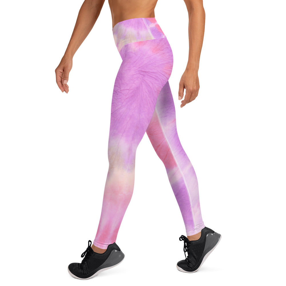 Yoga Leggings pink tie dye unisex Adult Activewear