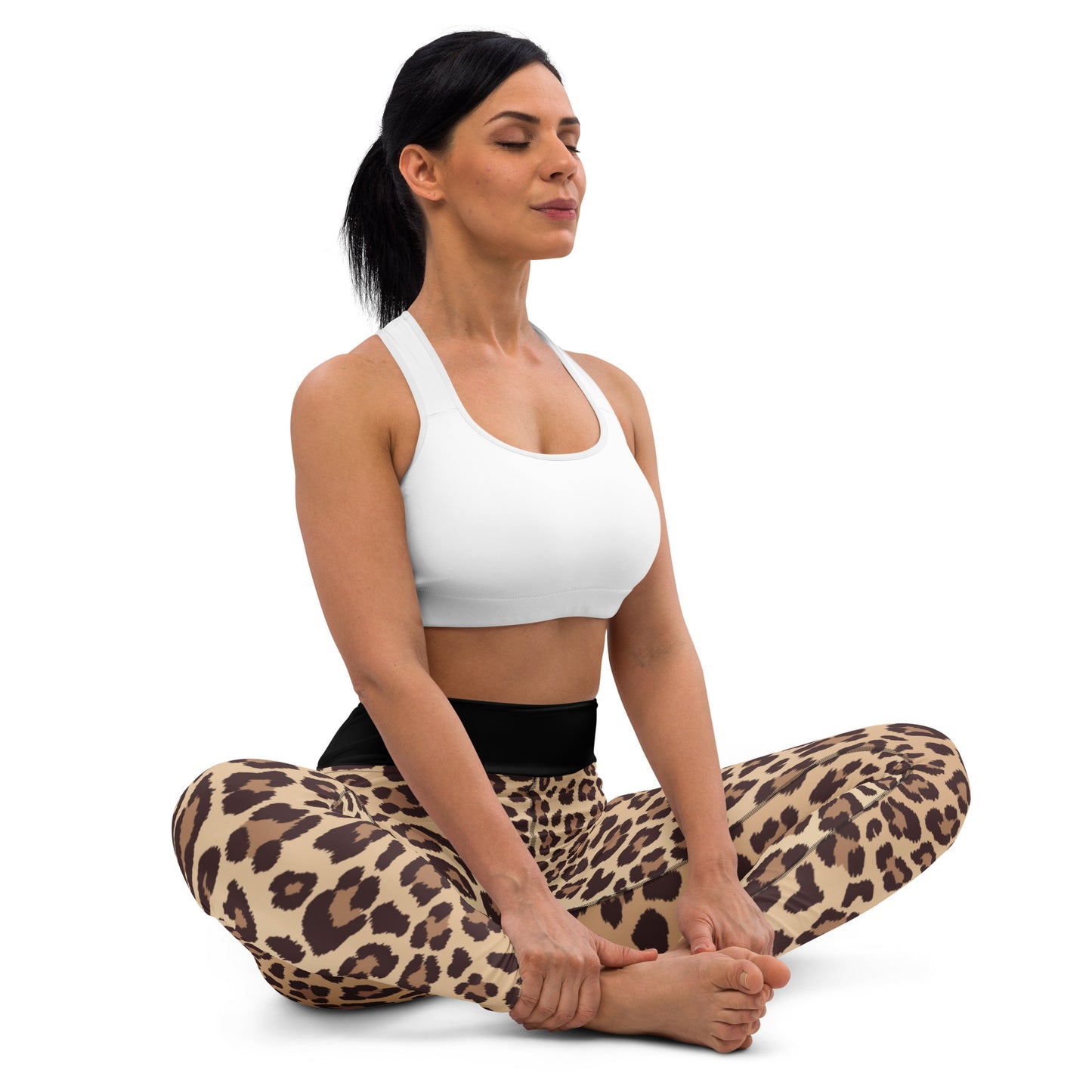 Yoga Leggings leopard print browns and black Adult Activewear Unisex