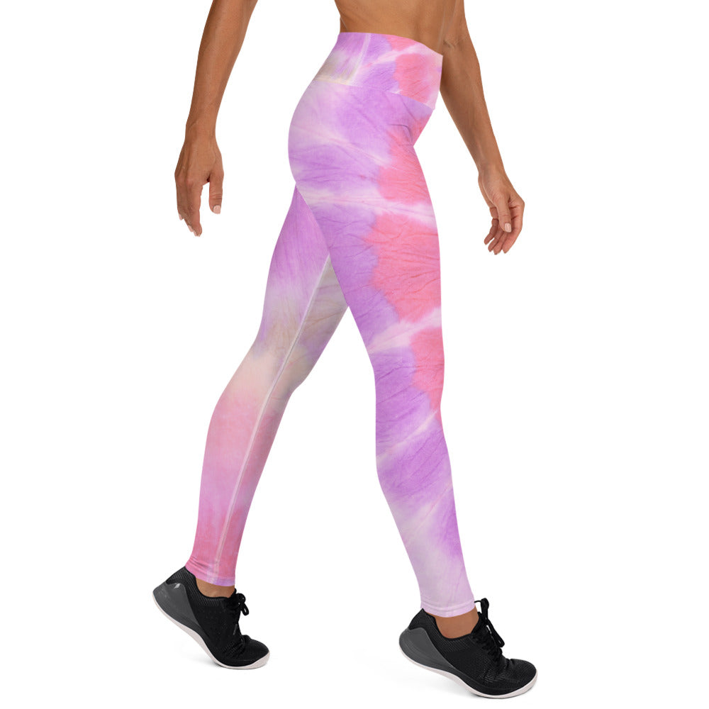 Yoga Leggings pink tie dye unisex Adult Activewear