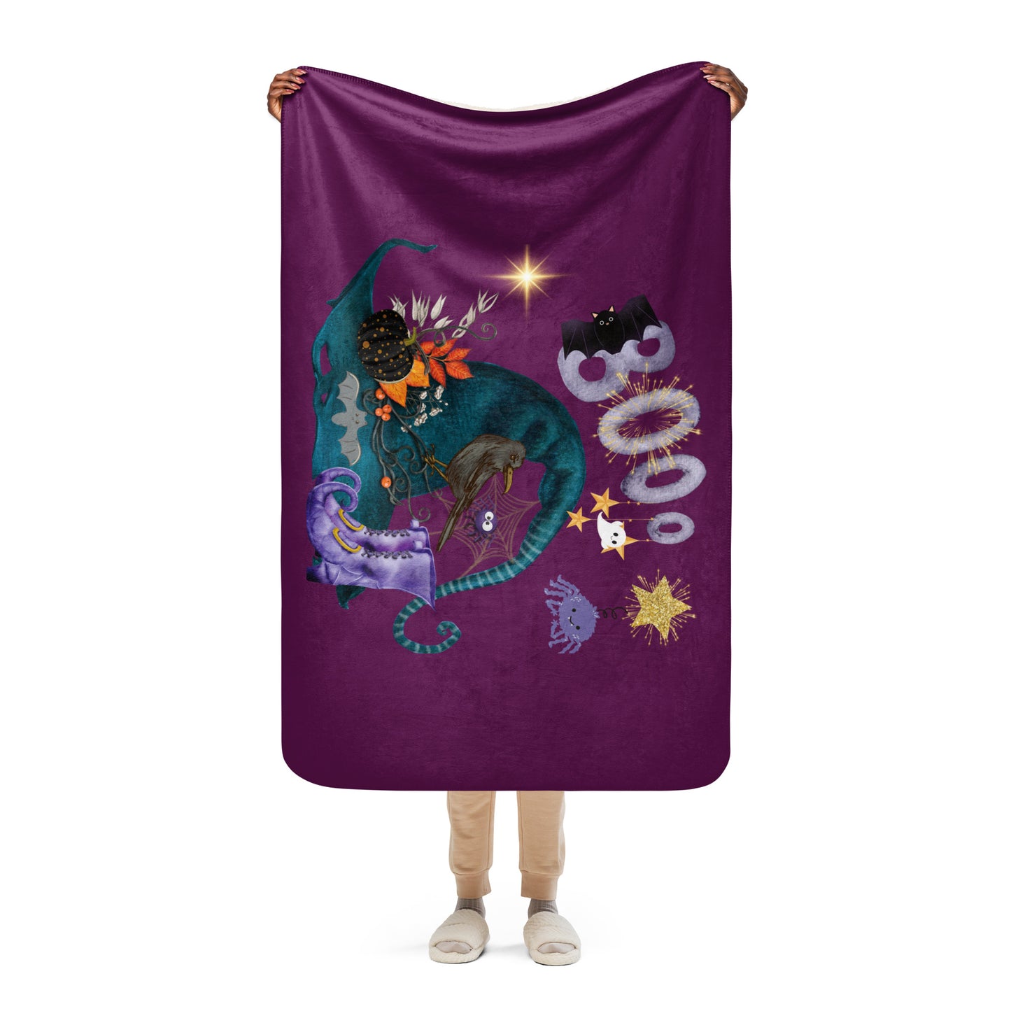 Sherpa blanket One=of-a-kind Halloween Warm Blankets has 3 sizes