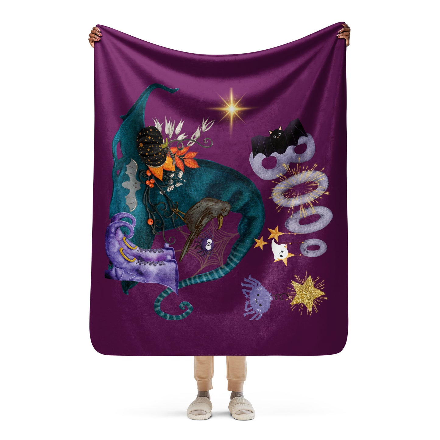 Sherpa blanket One=of-a-kind Halloween Warm Blankets has 3 sizes