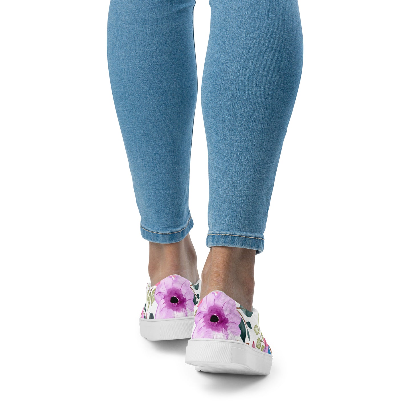 Women’s slip-on canvas shoes Wildflowers White