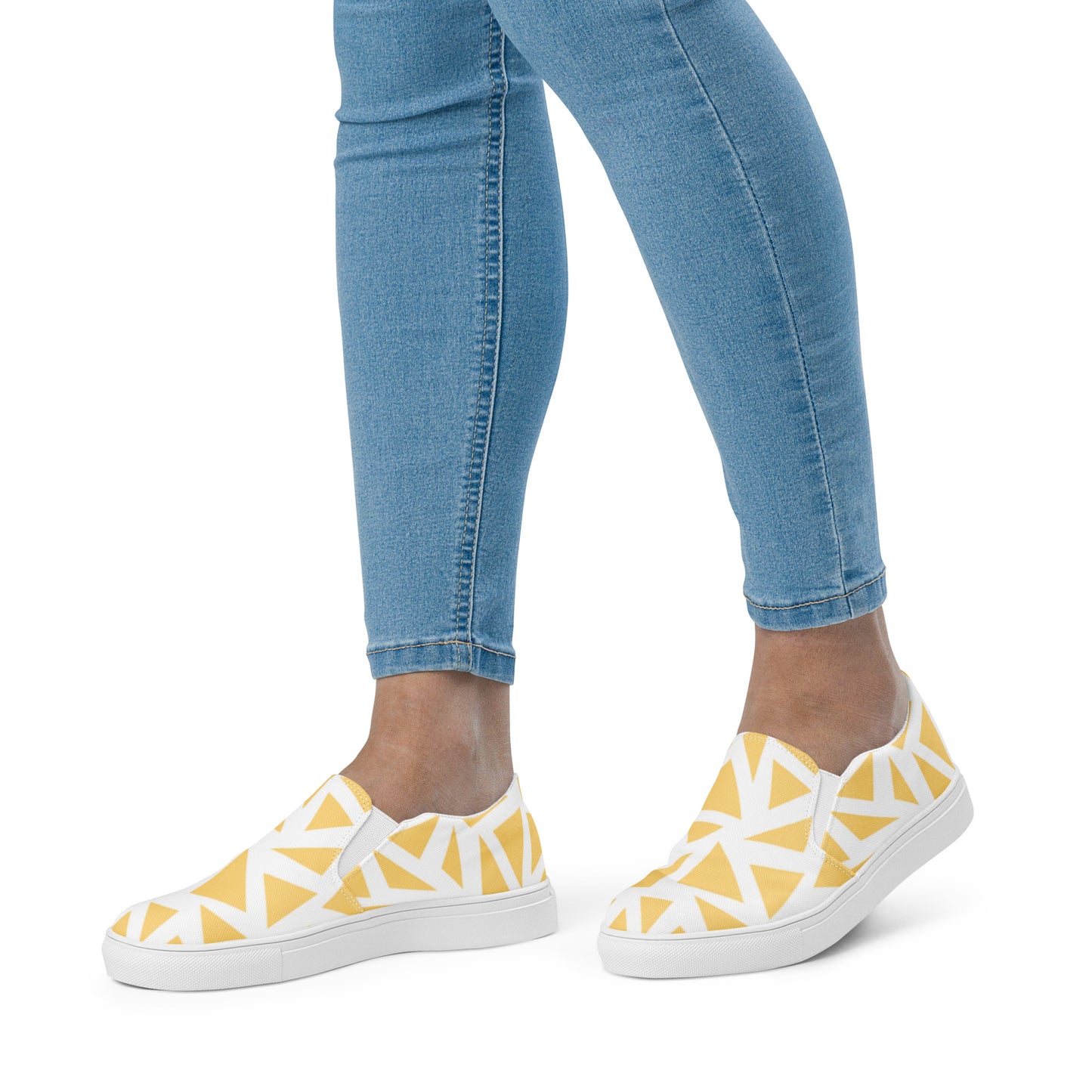 Women’s slip-on canvas shoes Yellow White Design