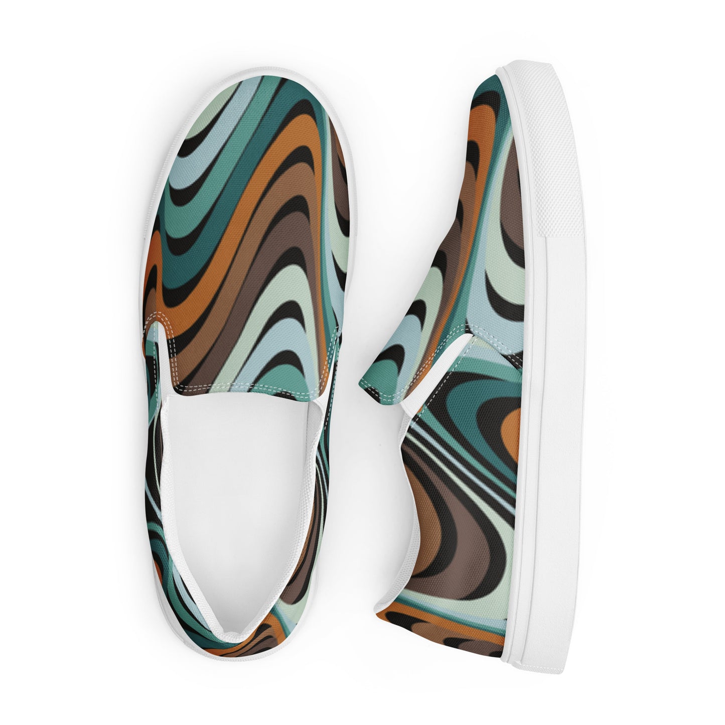 Women’s slip-on canvas shoes Earth Tone one with Teal to Seal the Deal