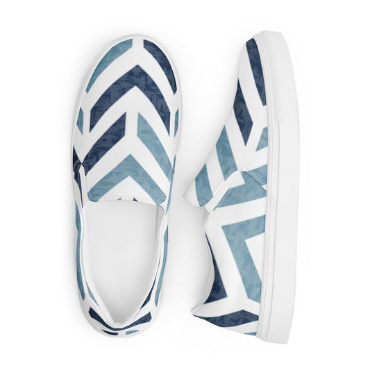 Women’s slip-on canvas shoes Blue White Missing Red