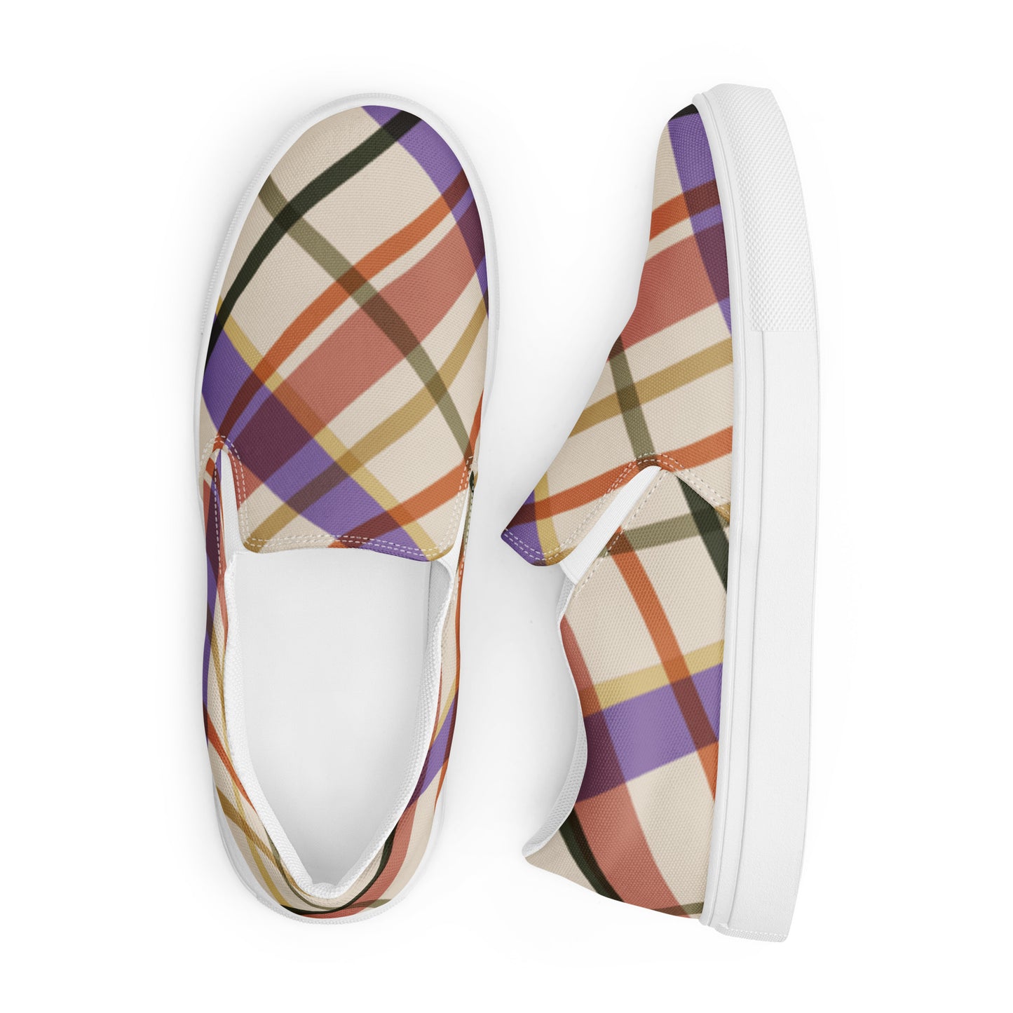 Women’s slip-on canvas shoes Purple Plaid