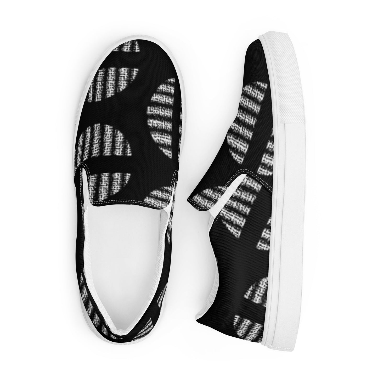 Women’s slip-on canvas shoes Black White Big Spotz