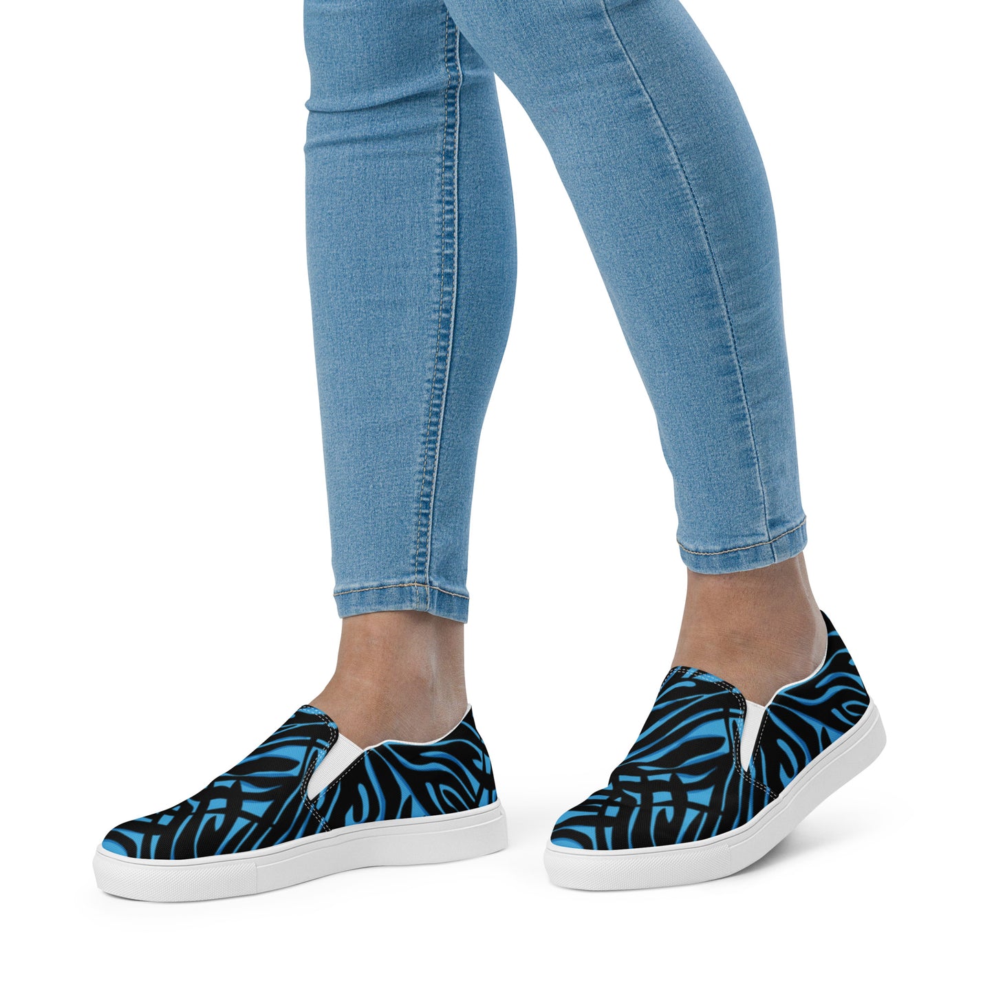 Women’s slip-on canvas shoes Blue Tiger 4 U! Has Matching Dress