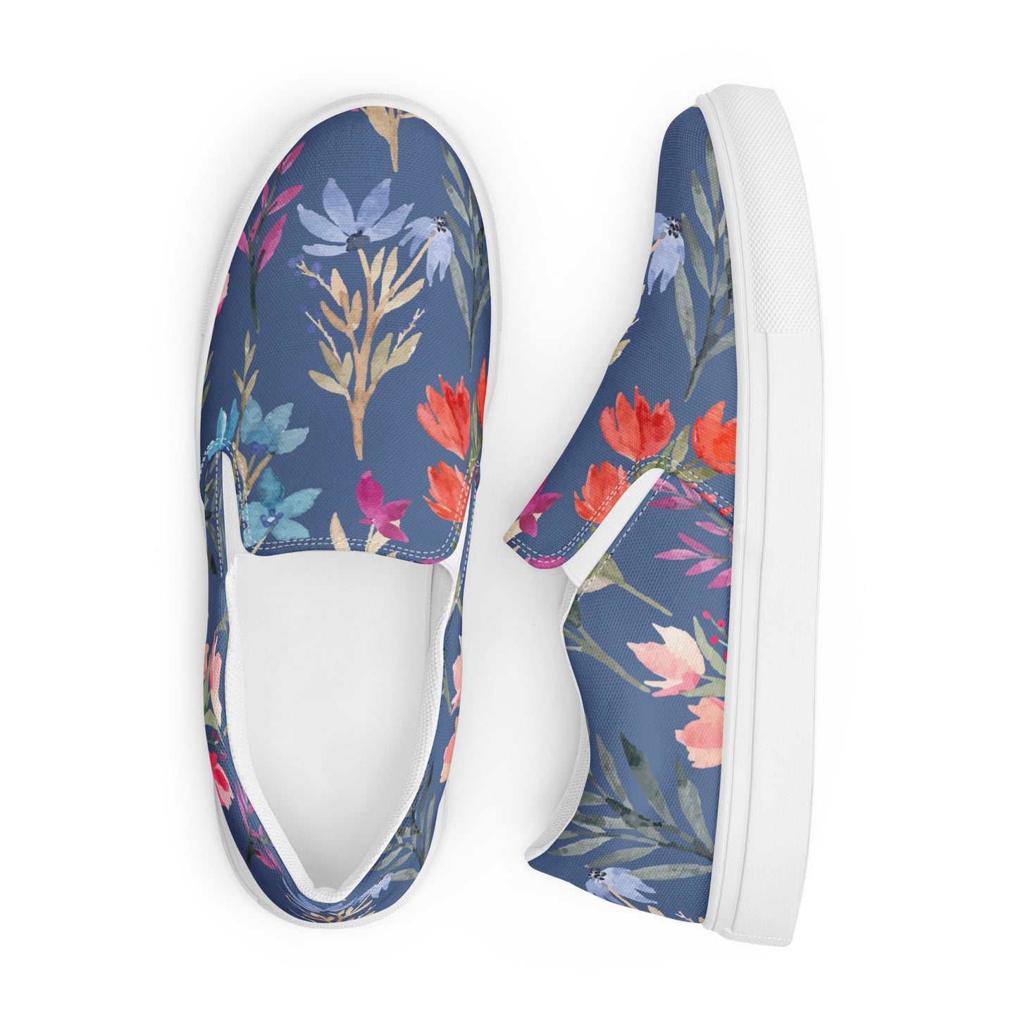 Women’s slip-on canvas shoes Blue Night Flower Blooming