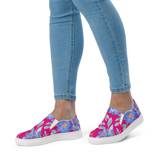 Women’s slip-on canvas shoes Pinky Flowers