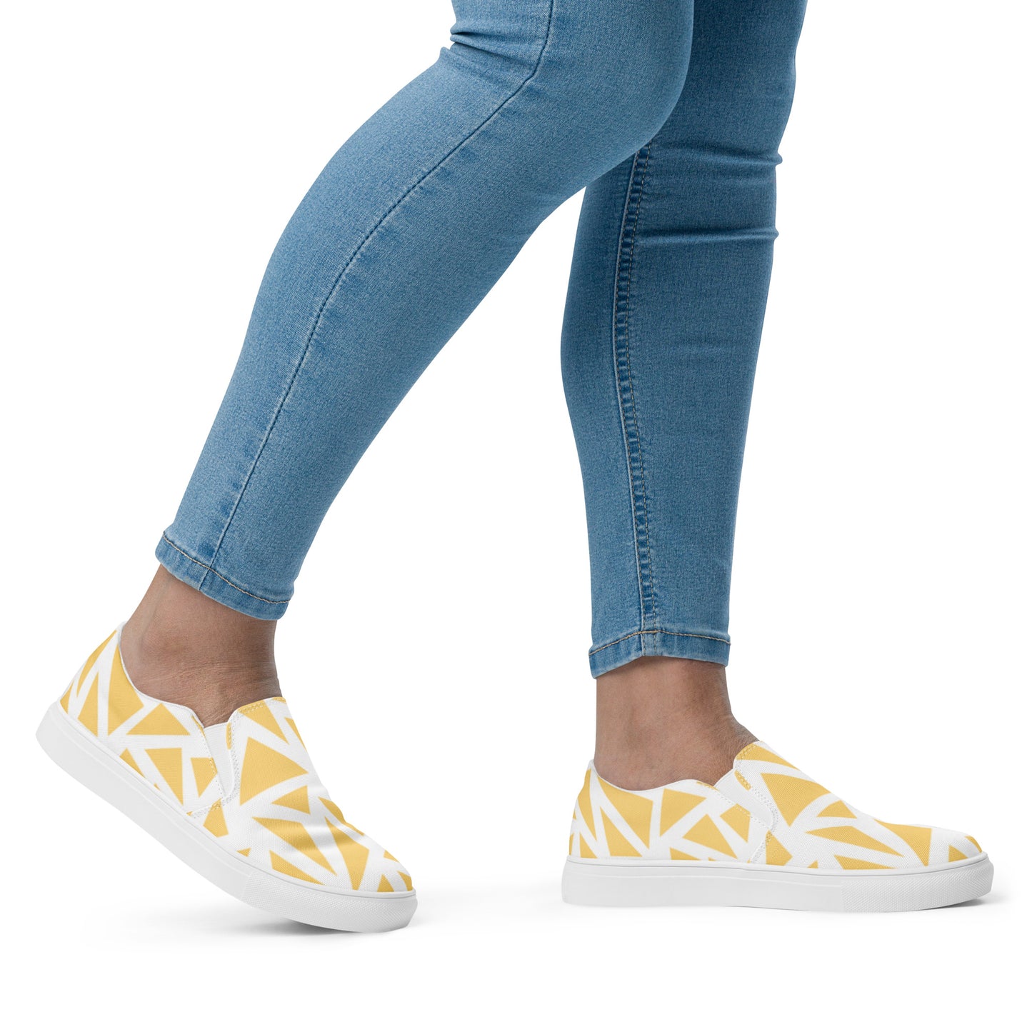 Women’s slip-on canvas shoes Yellow White Design