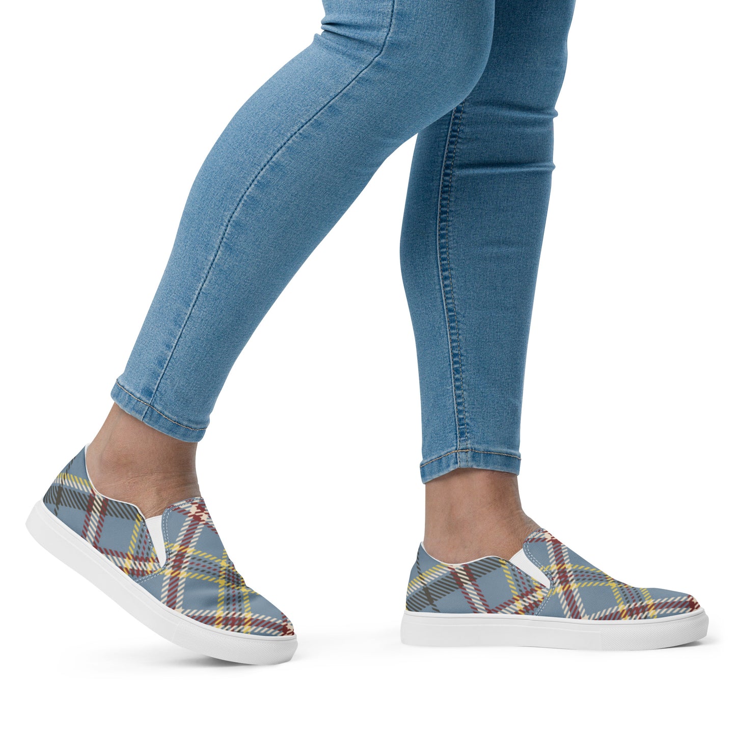 Women’s slip-on canvas shoes Grey Plaid For Today