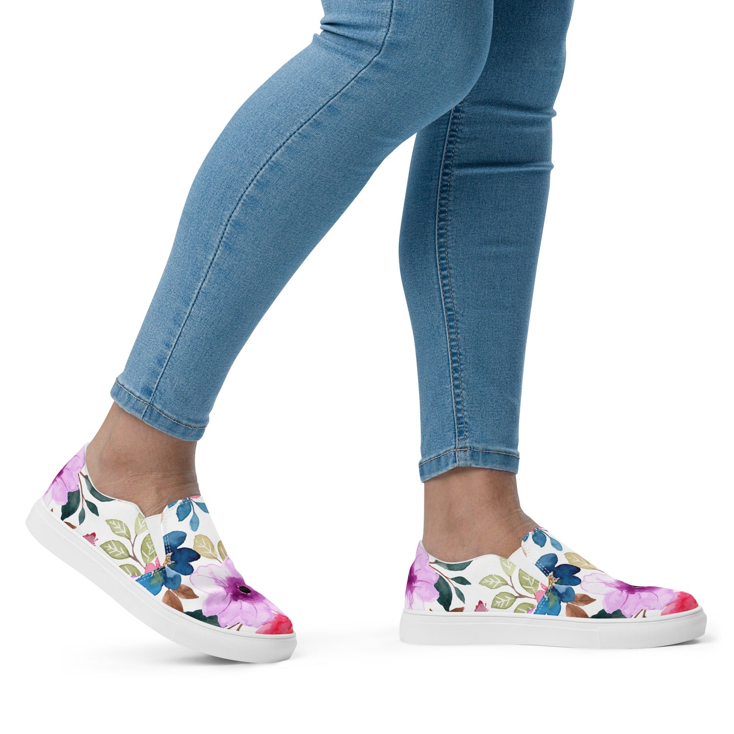 Women’s slip-on canvas shoes Wildflowers White